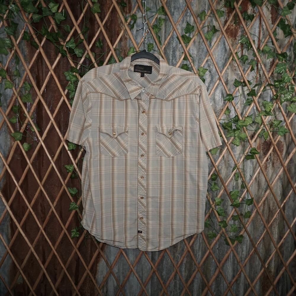 L -Vintage Y2K Vans pearl snap skate western button up shirt